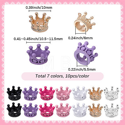 70Pcs 7 Colors Alloy Crown European Beads FIND-SP0005-86-1