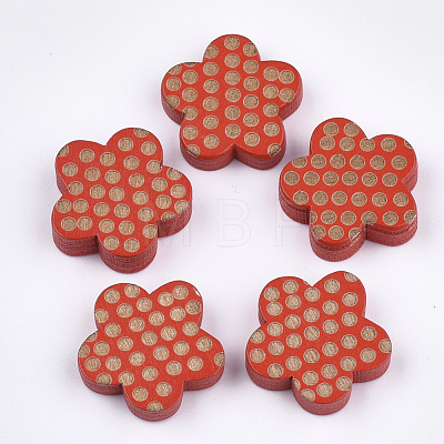 Painted Natural Wooden Cabochons WOOD-Q040-011-M-1