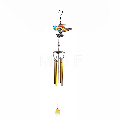Iron 3D Butterfly Wind Chime Pendant Decorations HJEW-TAC0008-07C-1