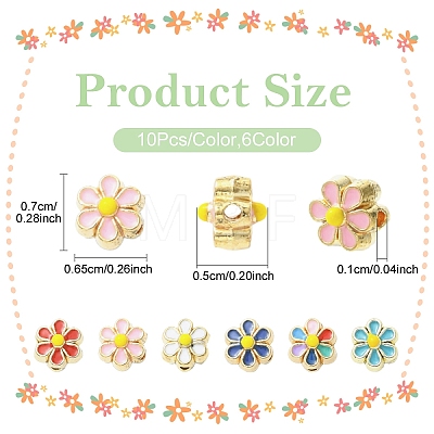 30Pcs 6 Colors Light Gold Tone Alloy Enamel Beads ENAM-YW0008-31-1