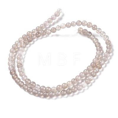 Natural Gray Agate Bead Strands G-R193-12-4mm-1