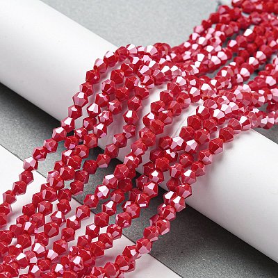 Opaque Solid Color Electroplate Glass Beads Strands GLAA-F029-P4mm-C02-1