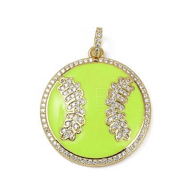 Brass Enamel & Micro Pave Cubic Zirconia Pendants KK-M322-06G-01-1