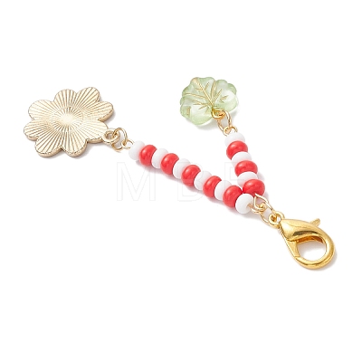 3Pcs Flower Alloy Enamel Pendant Decorations HJEW-MZ00337-1