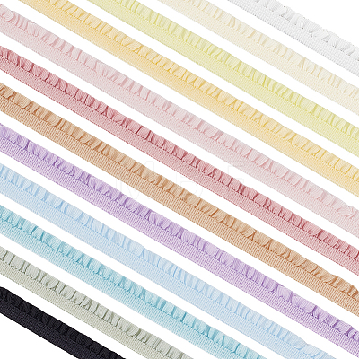 12 Colors Polyamide Pleated Elastic Lace Trim EW-FG0001-03-1