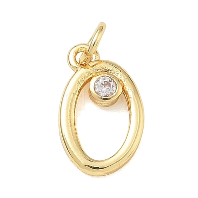 Brass Micro Pave Clear Cubic Zirconia Charms KK-D289-66G-O-1