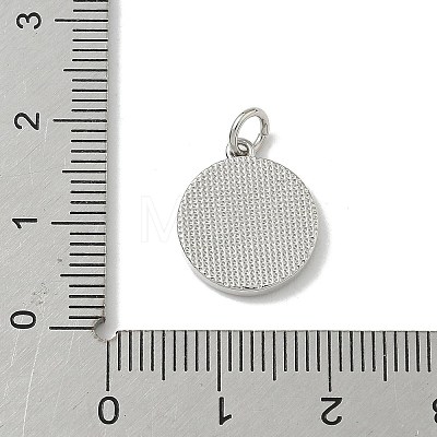 Brass Pave Natural Shell Flat Round with Letter Charms KK-Z115-13P-K-1