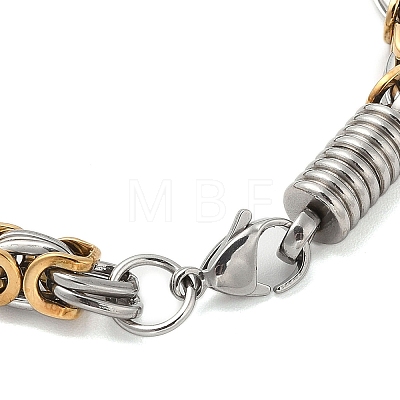 Ion Plating(IP) Grooved Column 304 Stainless Steel Byzantine Chain Bracelets for Men BJEW-B093-07GP-1