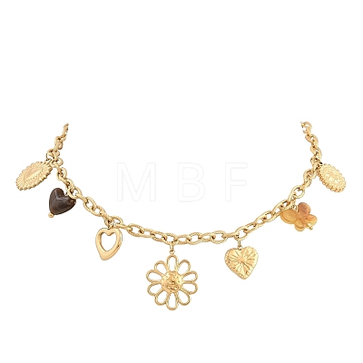 304 Stainless Steel & Resin Multi-Pendant Bib Necklaces for Women SA-CBA717A-03G-02-1