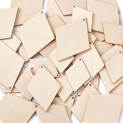 Yilisi DIY Rhombus Shape Natural Wood Pendants Earring Making Kits DIY-YS0001-14-1