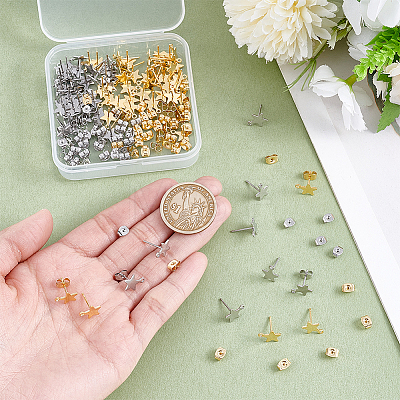 80Pcs 304 Stainless Steel Stud Earring Findings STAS-ME0001-32-1
