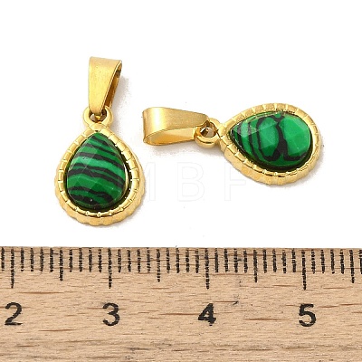 Synthetic Malachite Faceted Teardrop Charms STAS-P361-01G-06-1