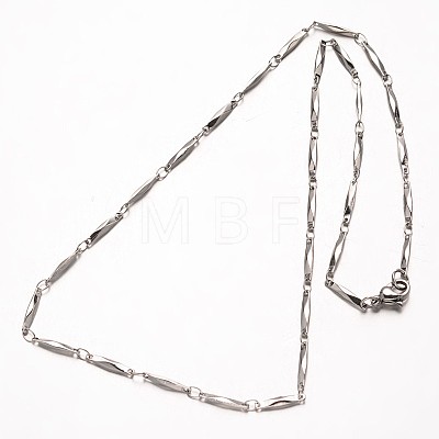304 Stainless Steel Bar Link Chains Necklaces NJEW-O066-17P-1