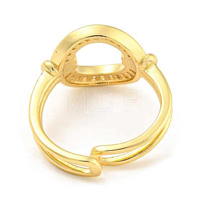 Rack Plating Brass with Clear Cubic Zirconia Donut Open Cuff Rings RJEW-Q784-20G-1