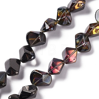Half Rainbow Plated Electroplate Glass Beads EGLA-Q066-HR01-1