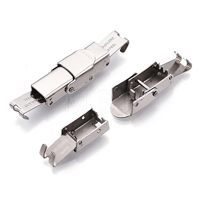 Non-Tarnish Smooth Surface 201 Stainless Steel Watch Band Clasps X-STAS-R063-64-1