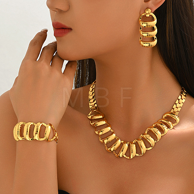 Vintage Alloy Chunky Link Choker Necklace & Earrings & Bracelet Set SY4880-1