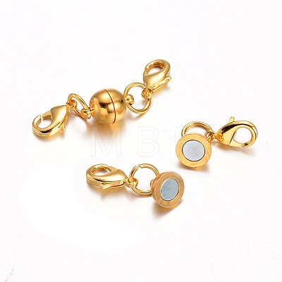 Eco-Friendly Round Brass Magnetic Clasps X-KK-I603-03G-15x10-1