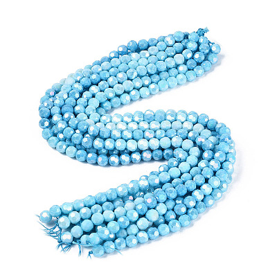 Anti-Tarnish Electroplate Glass Beads Strands EGLA-ZX010-8mm-15-1