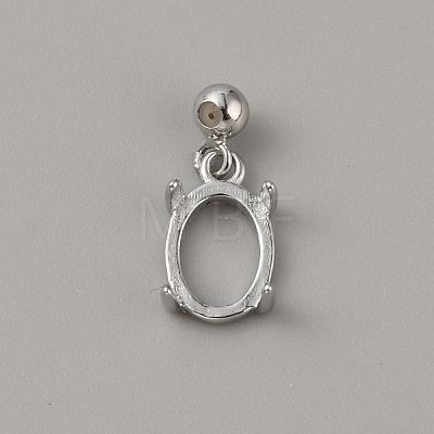 Rhodium Plated 925 Sterling Silver Pendant Cabochon Settings STER-WH0010-29-1