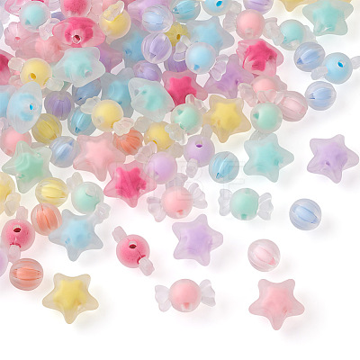 Beadthoven 120Pcs 3 Style Transparent Acrylic Beads TACR-BT0001-03-1