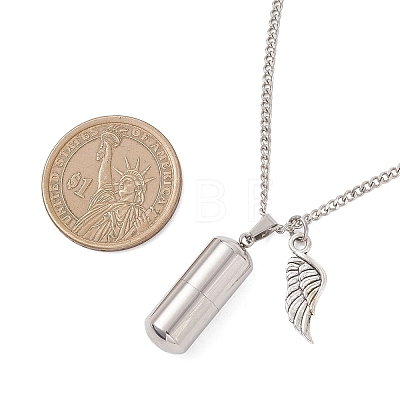 304 Stainless Steel Capsule Shape Urn Ashes Pendant Necklaces NJEW-JN05730-1