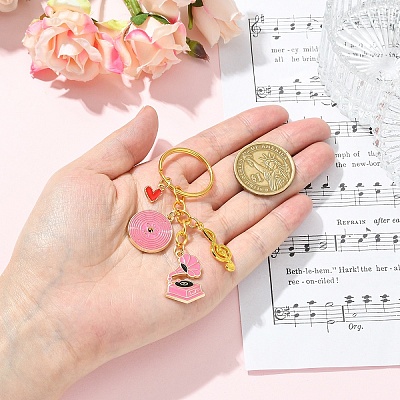 Alloy Enamel Disc & Gramophone & Musical Note Pendant Decorations KEYC-YW00286-04-1