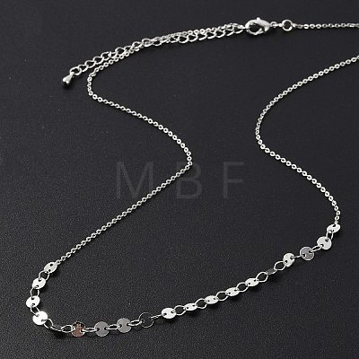 Brass Cable & Flat Sequin Chains Necklaces for Women NJEW-D302-40P-1