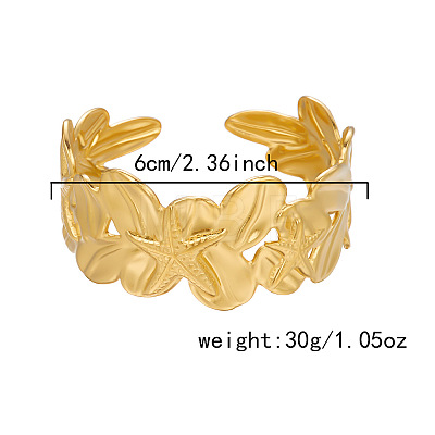Ocean 304 Stainless Steel Open Cuff Bangles WG697CC-03-1