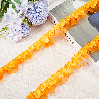 Gorgecraft 10M 2-Layer Polyester Pleated Lace Trim Ribbon DIY-GF0008-89A-1