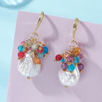 Baroque Natural Keshi Pearl Dangle Earrings EJEW-JE07037-1