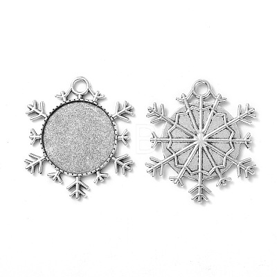 Christmas Ornaments Alloy Snowflake Pendant Cabochon Settings TIBEP-O006-29AS-1