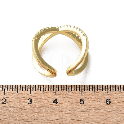 Adjustable Brass Micro Pave Clear Cubic Zirconia Cuff Rings X-RJEW-F101-17G-1