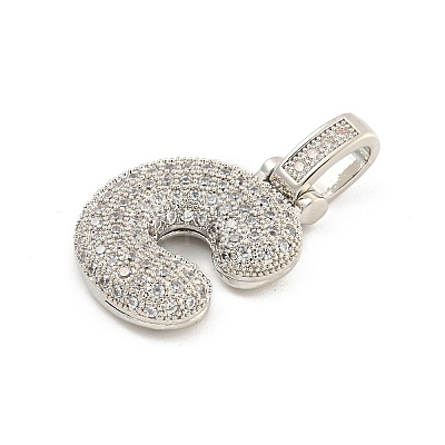 Brass Micro Pave Clear Cubic Zirconia Pendants KK-B099-01P-C-1