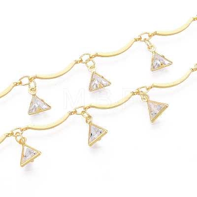 Brass Glass Scalloped Bar Chains CHC-T018-10G-1