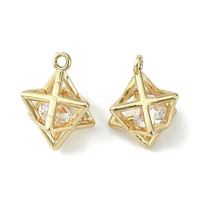 Brass Cubic Zirconia Charms X-KK-G462-50KCG-1