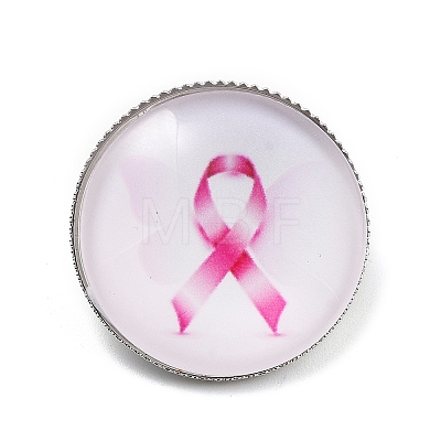 Breast Cancer Awareness Ribbon Glass Brooches JEWB-L019-01B-1