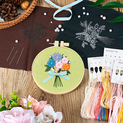 DIY Bouquet Pattern 3D Embroidery Starter Kits DIY-TA0006-26-1
