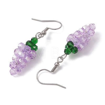 Grape Glass Dangle Earrings EJEW-JE06171-1