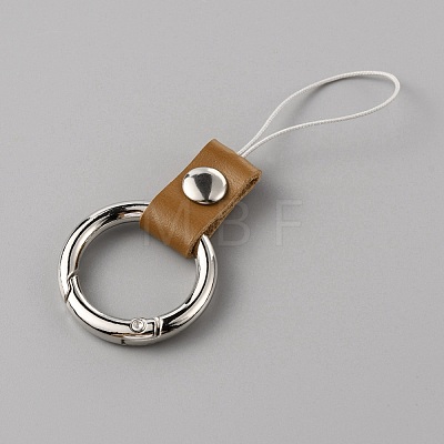 Leather and Zinc Alloy Mobile Phone Finger Rings AJEW-WH0307-53A-1