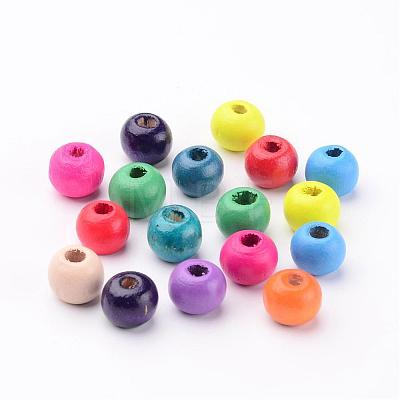Dyed Lead Free Round Natural Wood Beads X-TB102Y-1