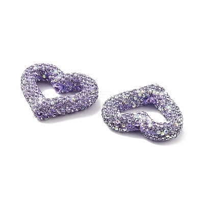 Heart Shape Polymer Clay Rhinestone Beads CLAY-NH0001-09B-08-1