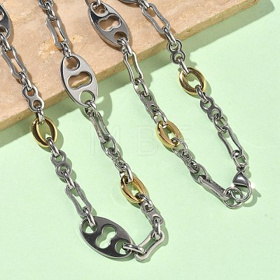 201 Stainless Steel Chain Necklaces & Chain Bracelets SJEW-G087-01GP-1