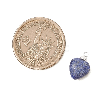 Natural Amethyst & Flower Amazonite & Lapis Lazuli & Rose Quartz Heart Charms PALLOY-JF04889-01-1
