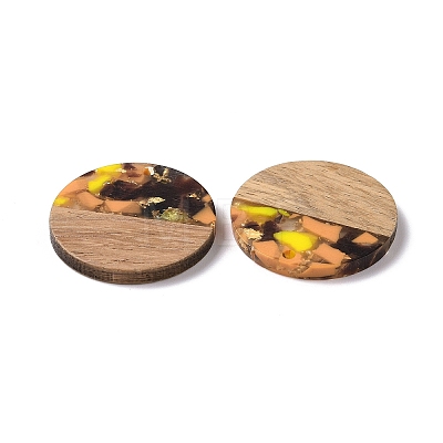 Transparent Resin & Walnut Wood Pendants RESI-N025-045-1