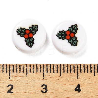 Christmas Theme Printed Opauqe Acrylic Beads OACR-R004-01E-1