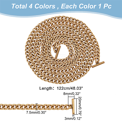   4Pcs 4 Colors Zinc Alloy Curb Chain Bag Straps FIND-PH0017-13-1