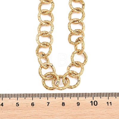 12MM 304 Stainless Steel Textured Ring Link Chain Necklaces for Women NJEW-Z115-11G-1