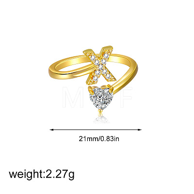 Brass Micro Pave Clear Cubic Zirconia Cuff Open Rings FS-WGF859A-14-1