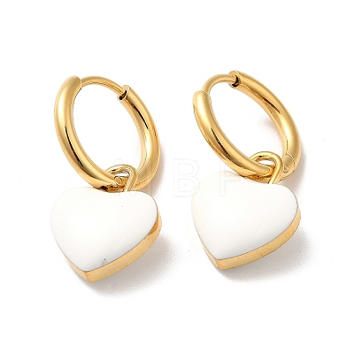 Enamel Heart Dangle Hoop Earrings STAS-H175-26G-A-1